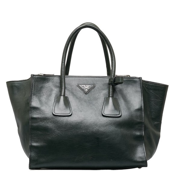 Prada Hardware 2WAY Shoulder Green Handbag Bag Silver - Picture 1 of 12